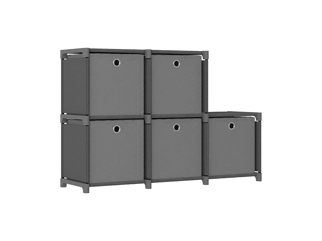 Étagère d'affichage 5 cubes et boîtes Gris 103x30x72,5 Tissu