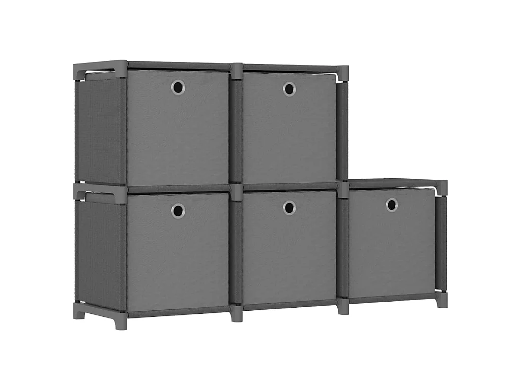 Étagère d'affichage 5 cubes et boîtes Gris 103x30x72,5 Tissu