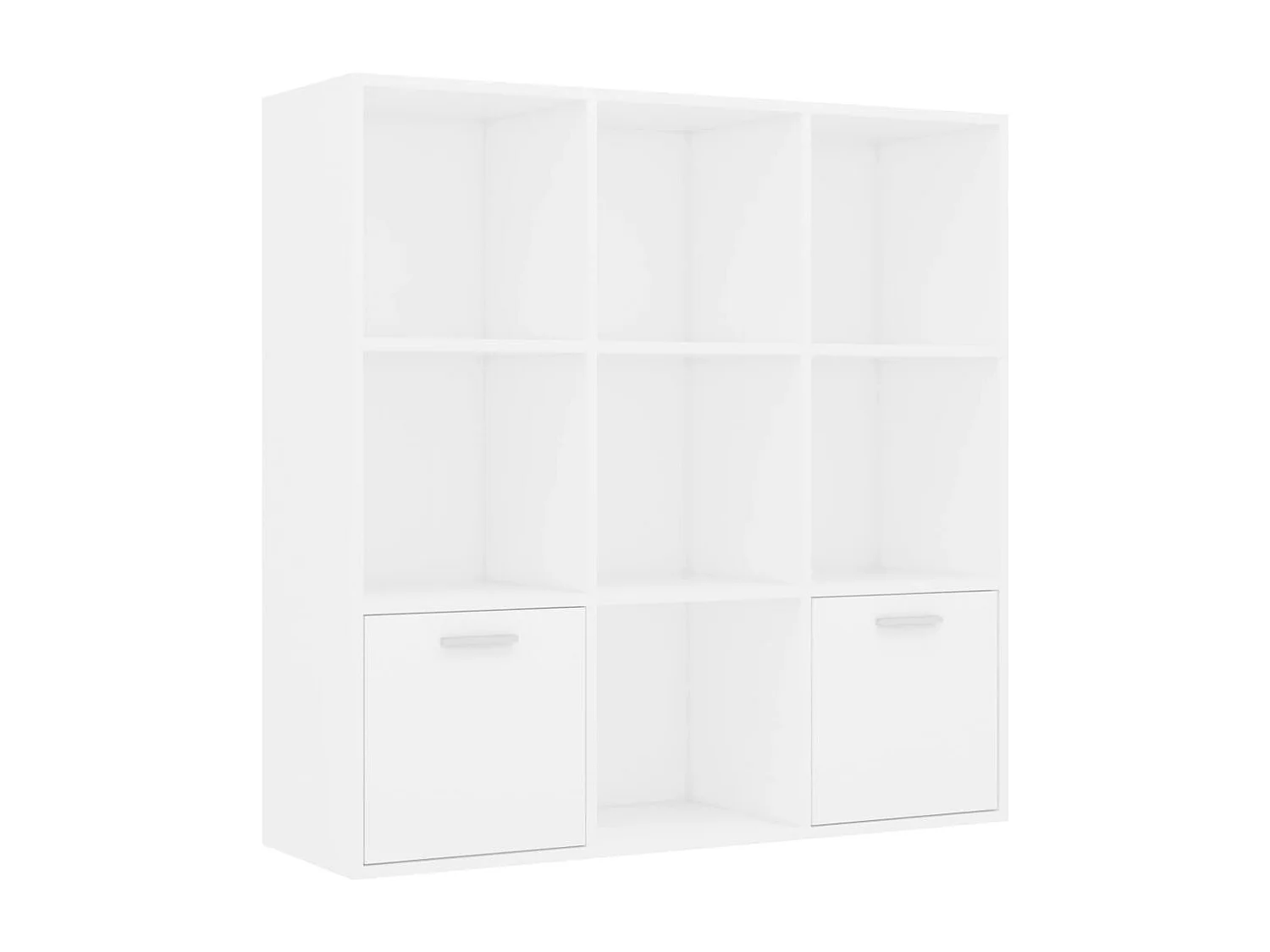 Bibliothèque étagère en bois Valika 98cm - 7 niches 2 portes-Blanc