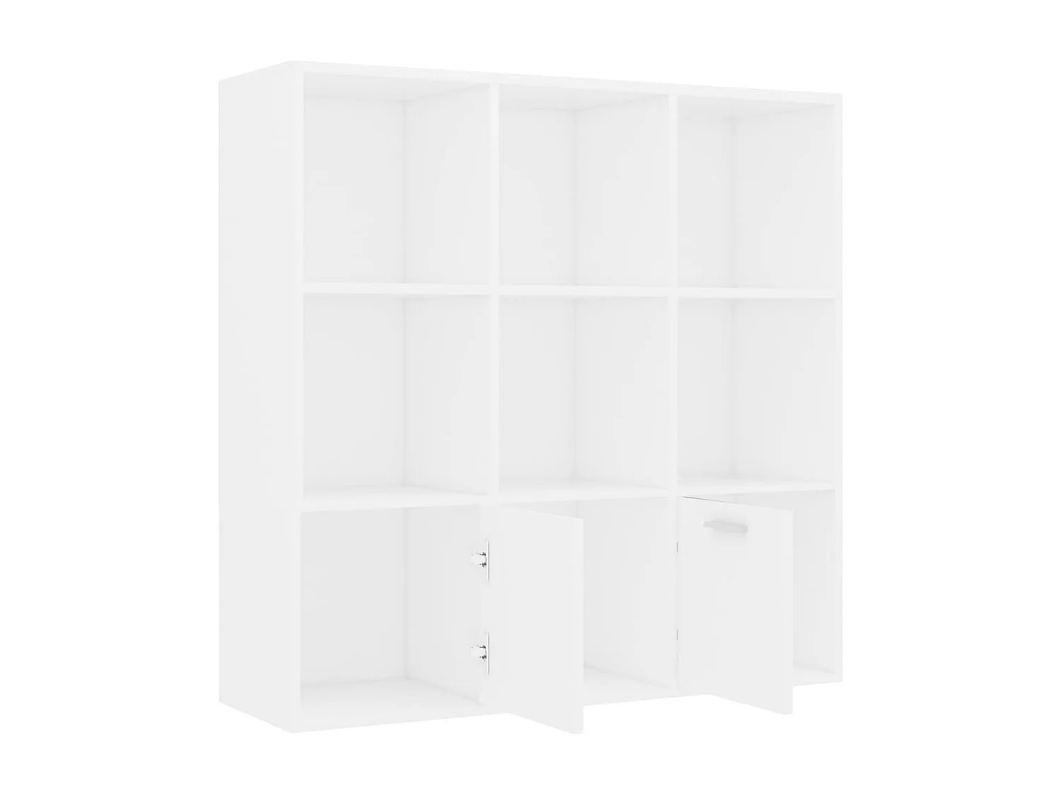 Bibliothèque étagère en bois Valika 98cm - 7 niches 2 portes-Blanc