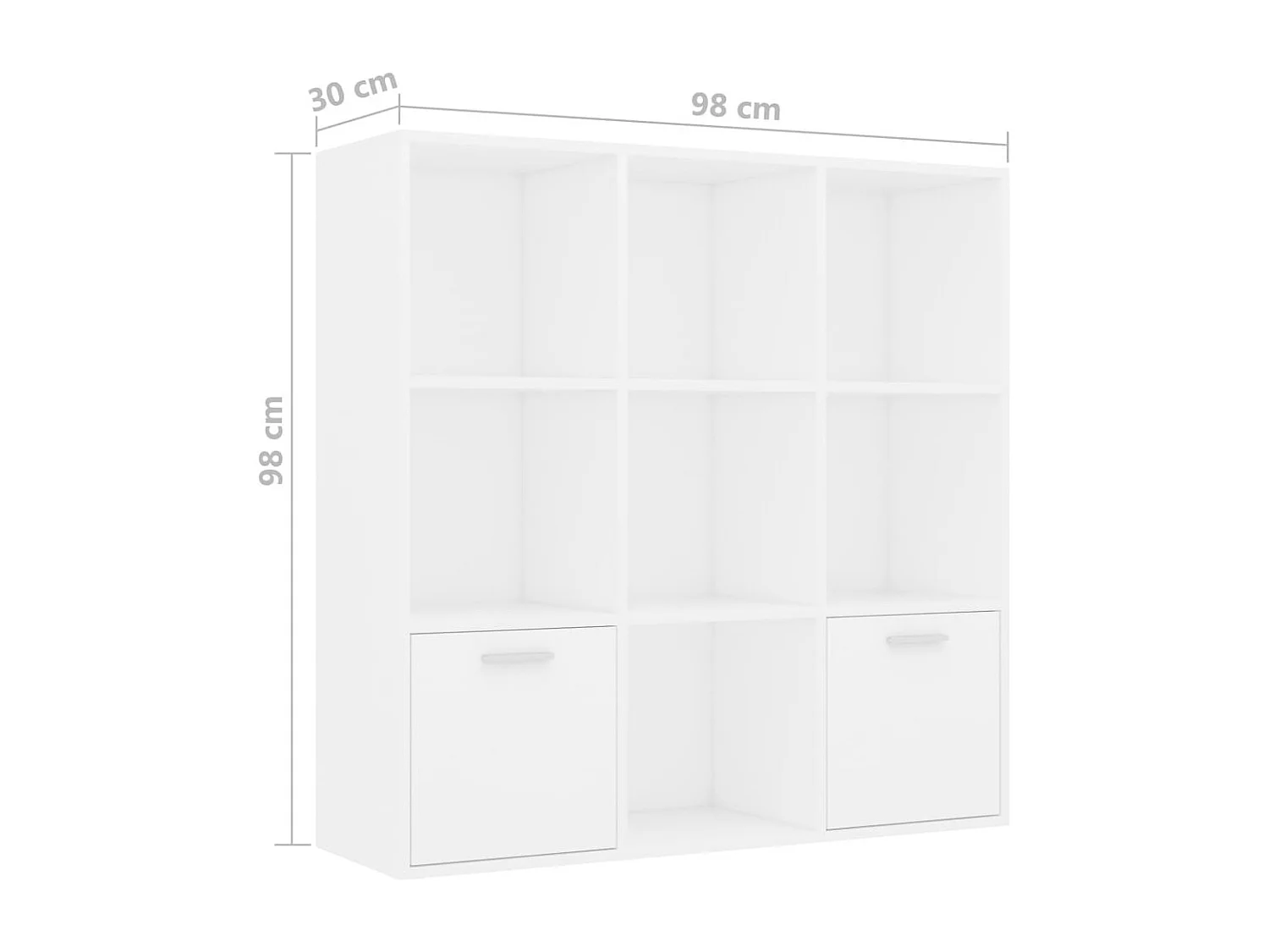 Bibliothèque étagère en bois Valika 98cm - 7 niches 2 portes-Blanc