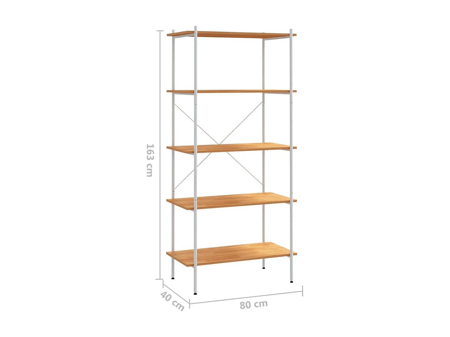 Étagère à 5 niveaux Blanc et chêne 80x40x163