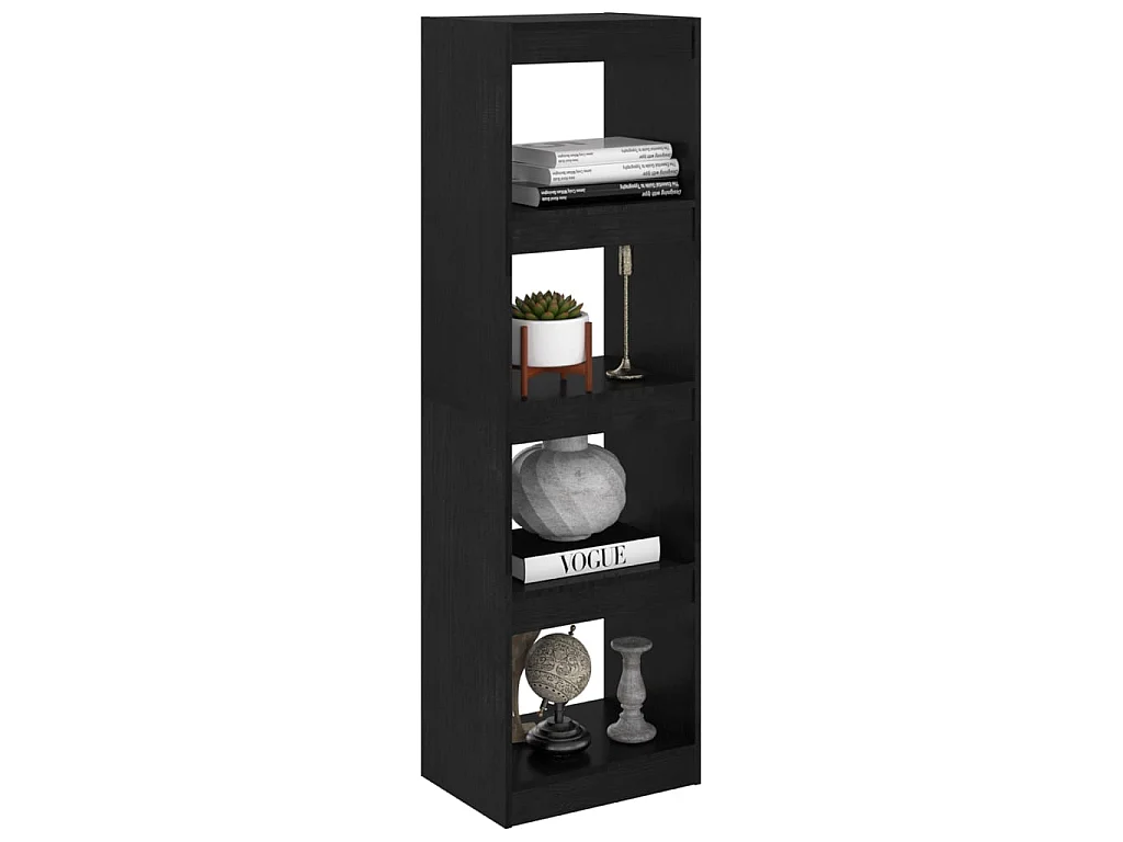 Bibliothèque-Séparateur de pièce Noir 40x30x135,5 Pin massif