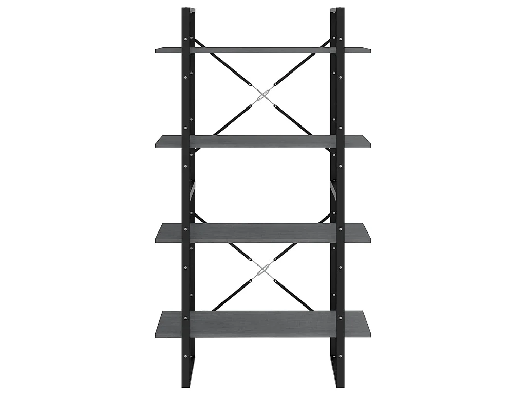 Bibliothèque à 4 niveaux Gris 80x30x140 Bois de pin massif