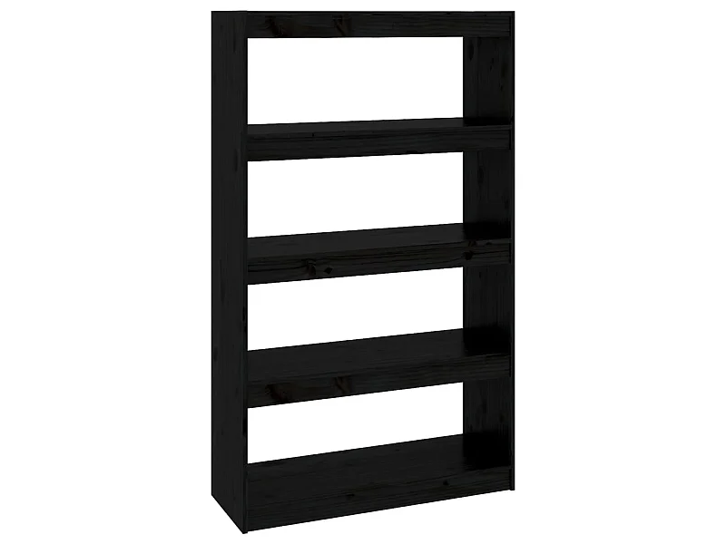 Bibliothèque-Séparateur de pièce Noir 80x30x135,5 Pin solide