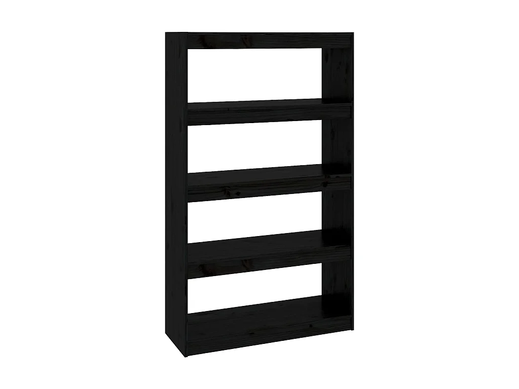 Bibliothèque-Séparateur de pièce Noir 80x30x135,5 Pin solide