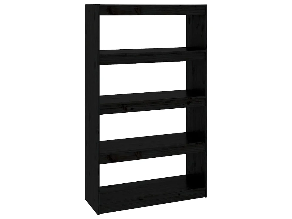 Bibliothèque-Séparateur de pièce Noir 80x30x135,5 Pin solide