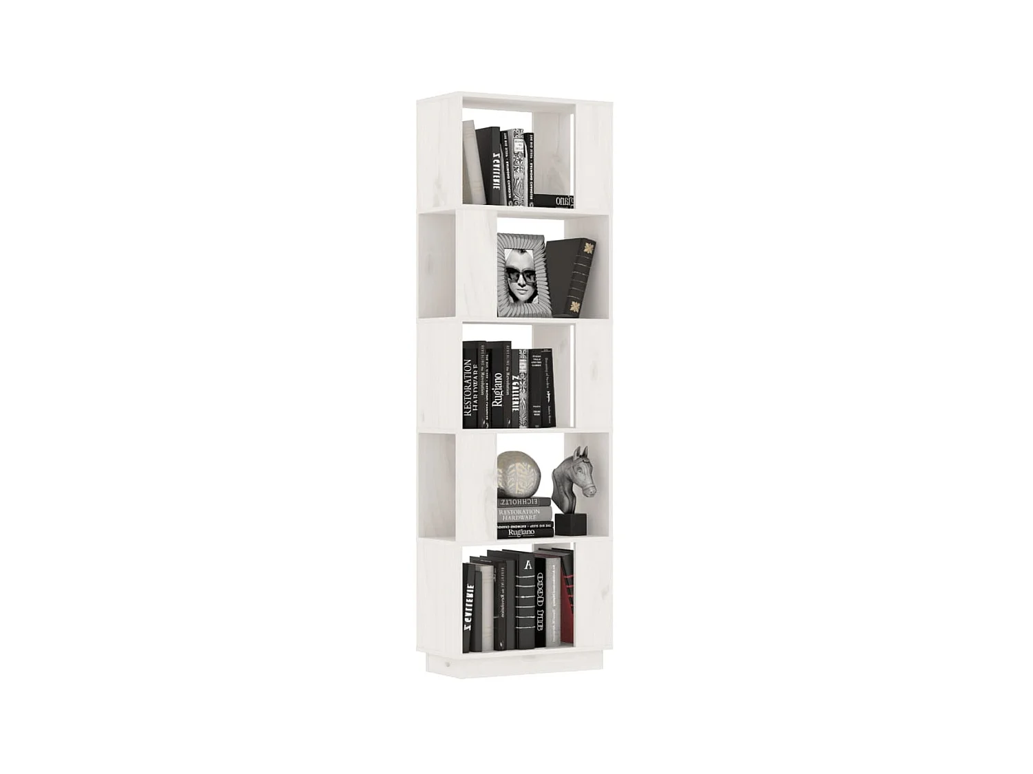 Bibliothèque-Séparateur de pièce Blanc 51x25x163,5 Pin solide