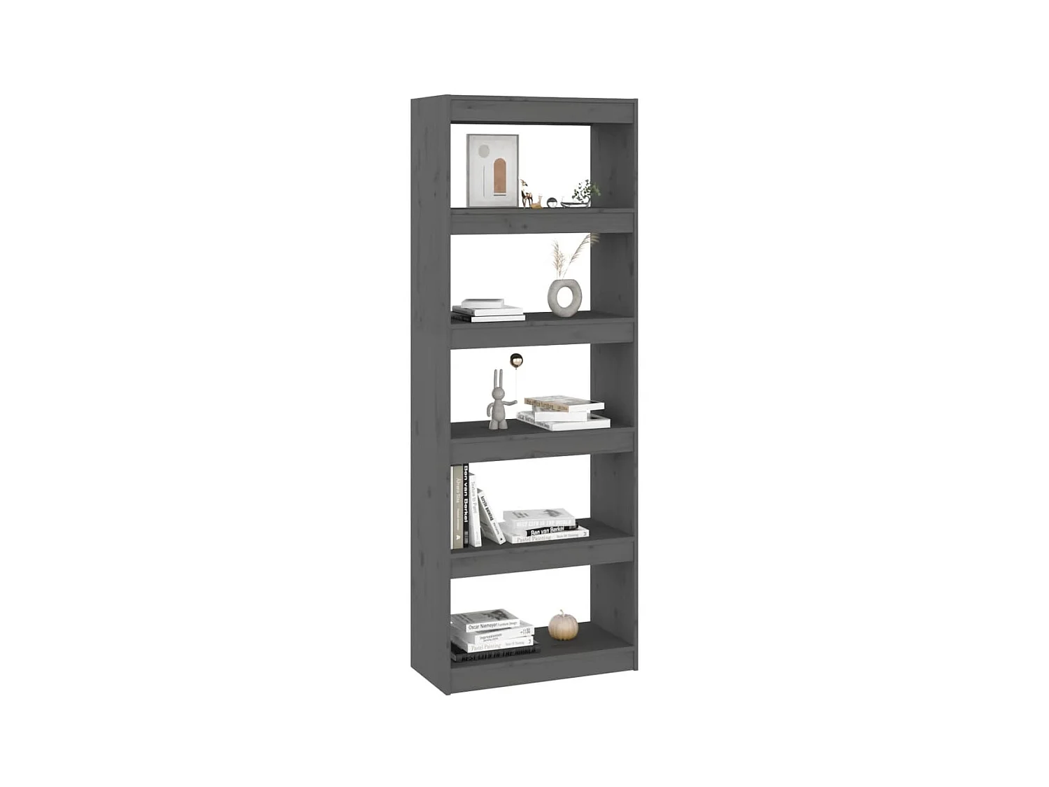 Bibliothèque-Cloison Gris 60x30x167,5 Bois massif de pin