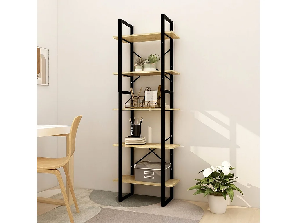 Bibliothèque à 5 niveaux 60x30x175 Bois de pin