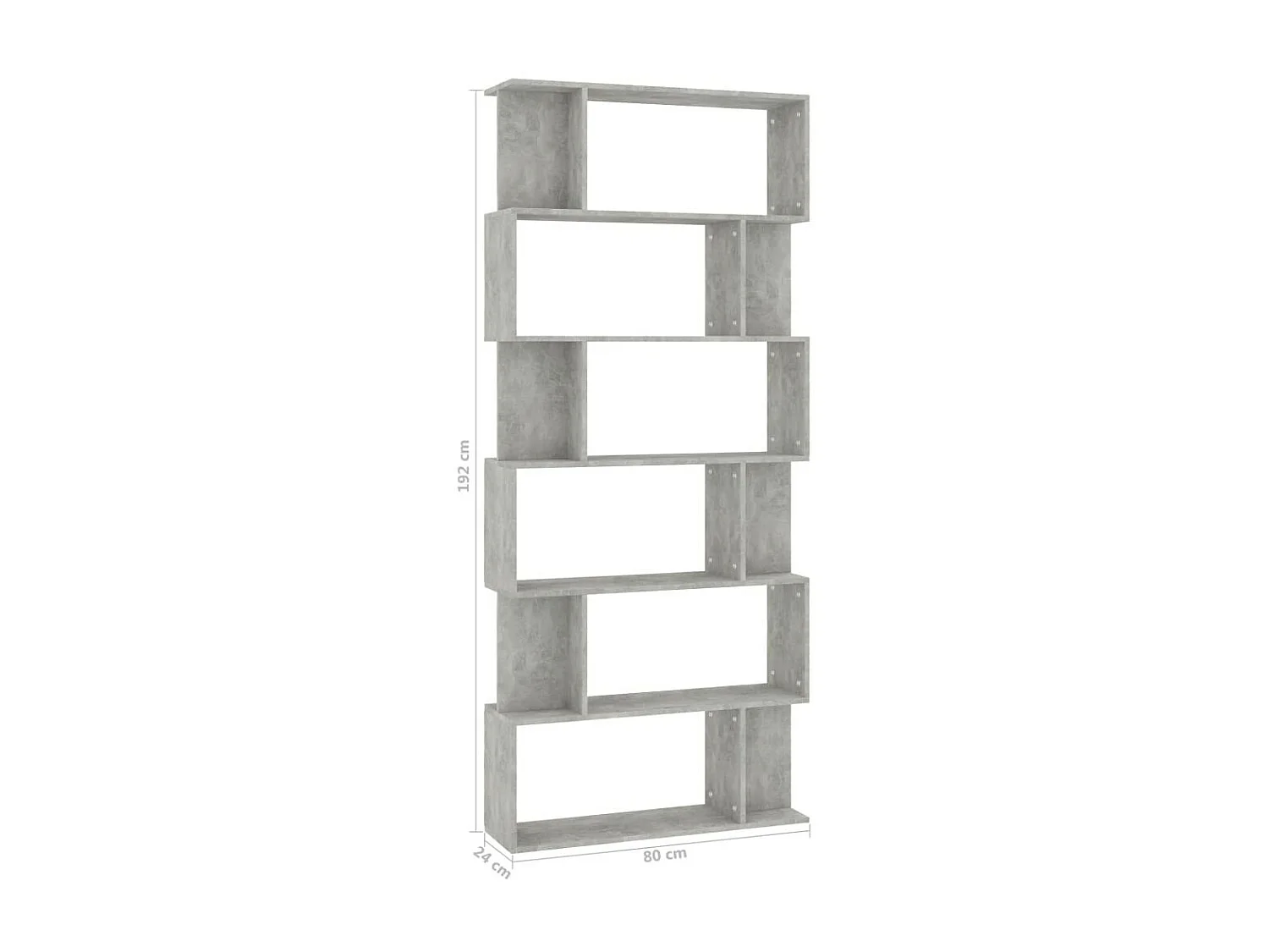 Bibliothèque-Séparateur de pièce Gris béton 80x24x192