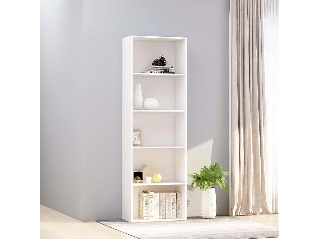Bibliothèque à 5 niveaux Blanc 60x30x189