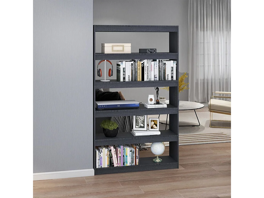 Bibliothèque-Séparateur de pièce Gris 100x30x167,5 Pin massif