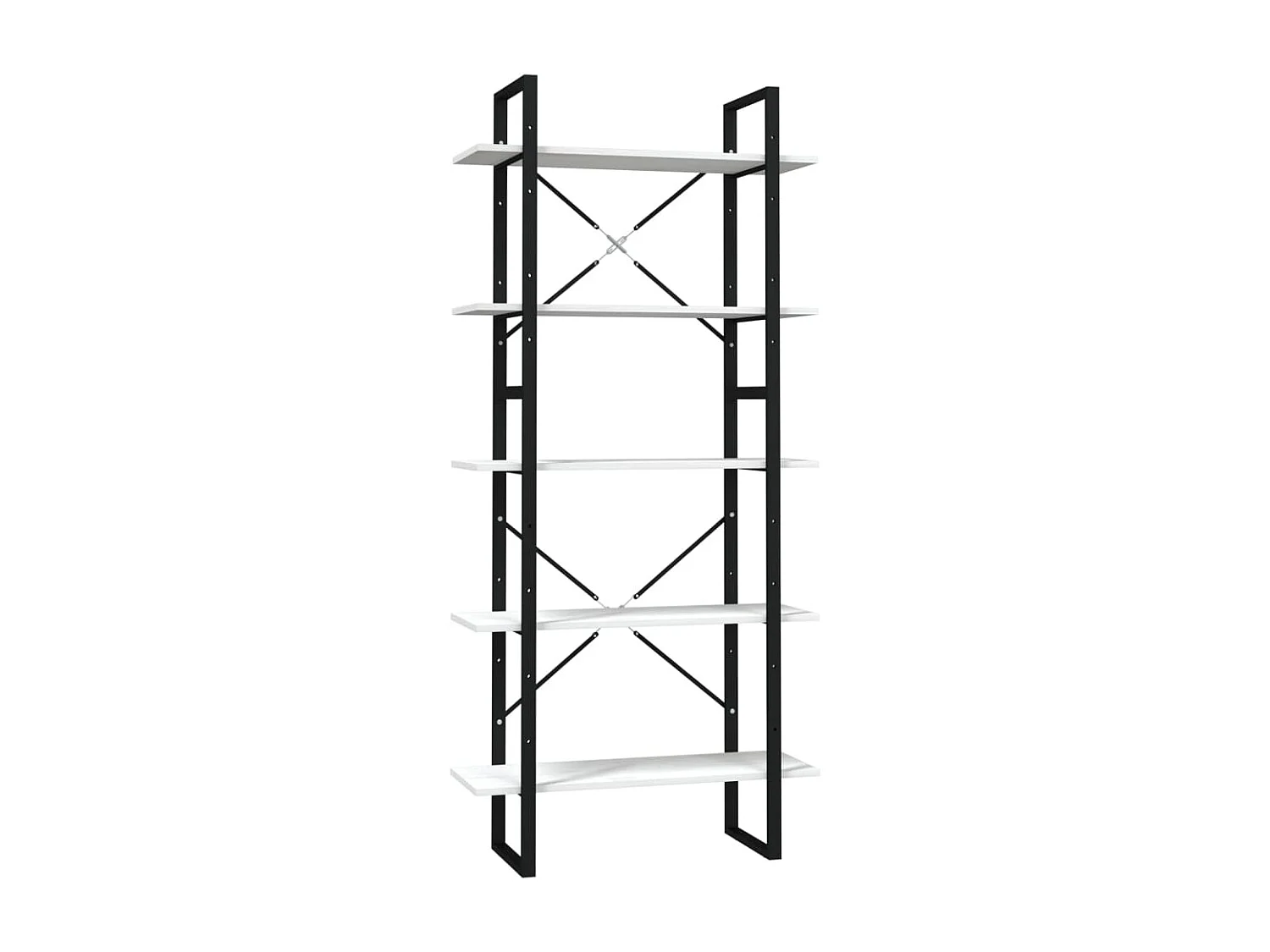 Bibliothèque à 5 niveaux Blanc 80x30x175 Bois de pin