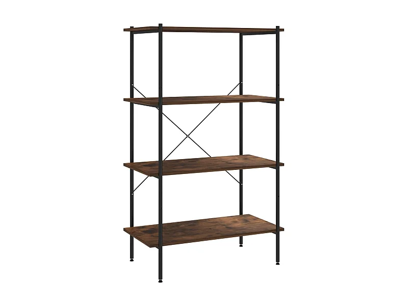 Étagère à 4 niveaux Noir et bois foncé 80x40x130