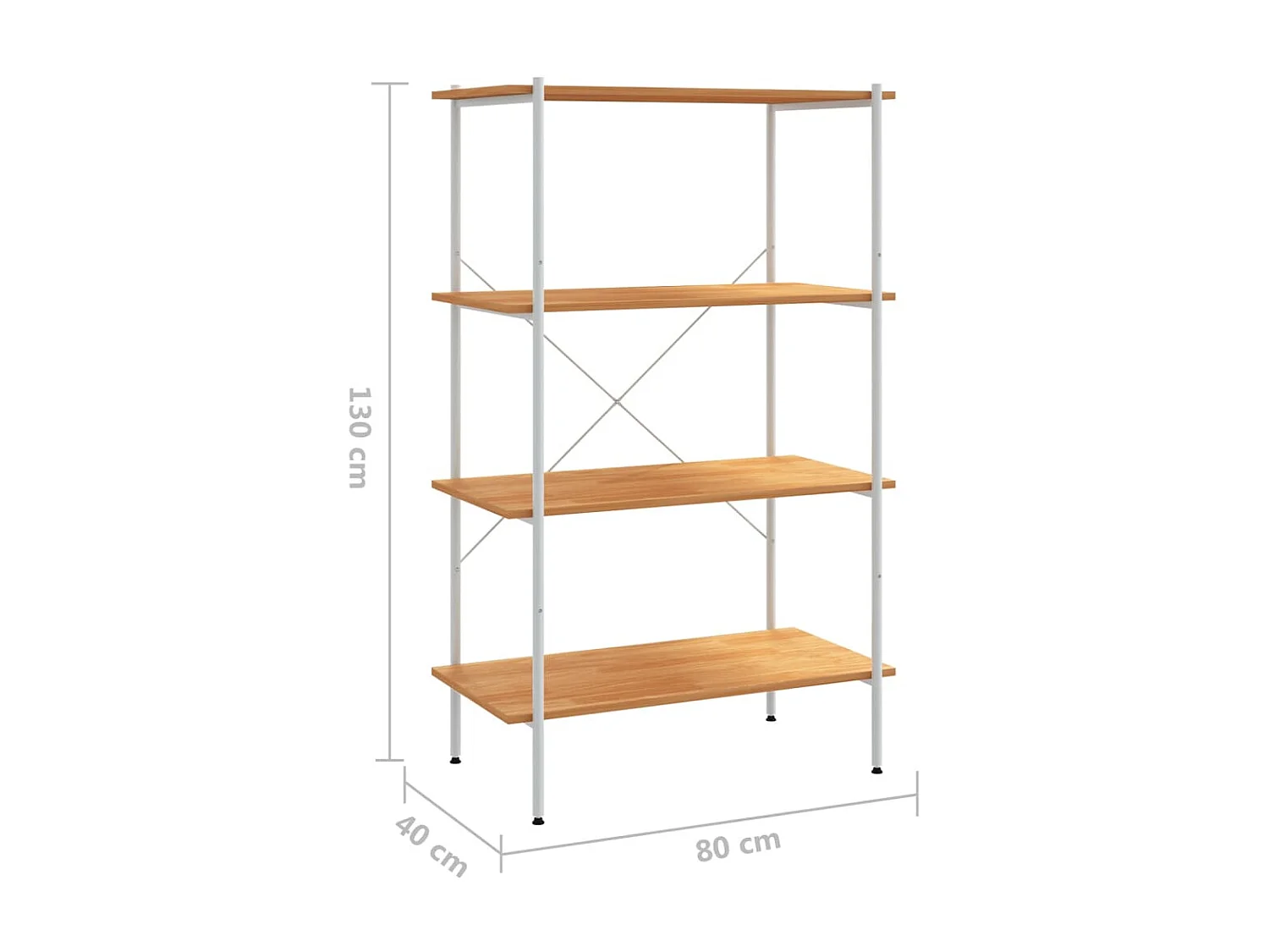 Étagère à 4 niveaux Blanc et chêne 80x40x130