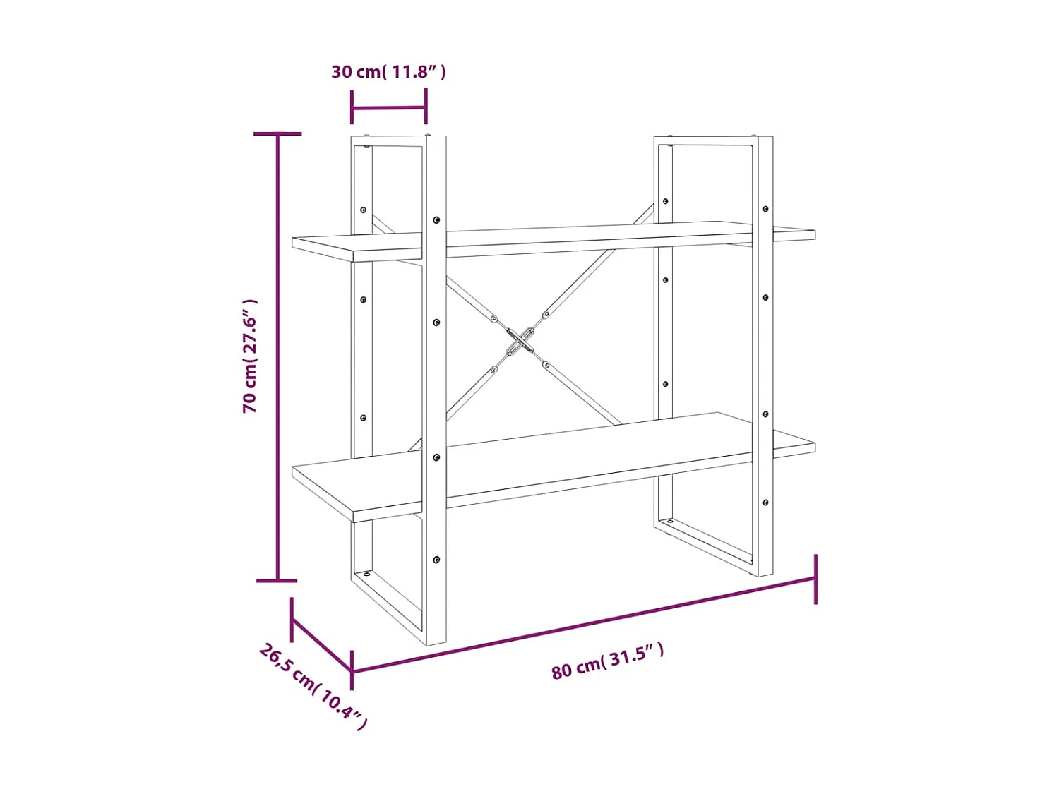 Bibliothèque 5 niveaux Sonoma 80x30x175 Bois d'ingénierie