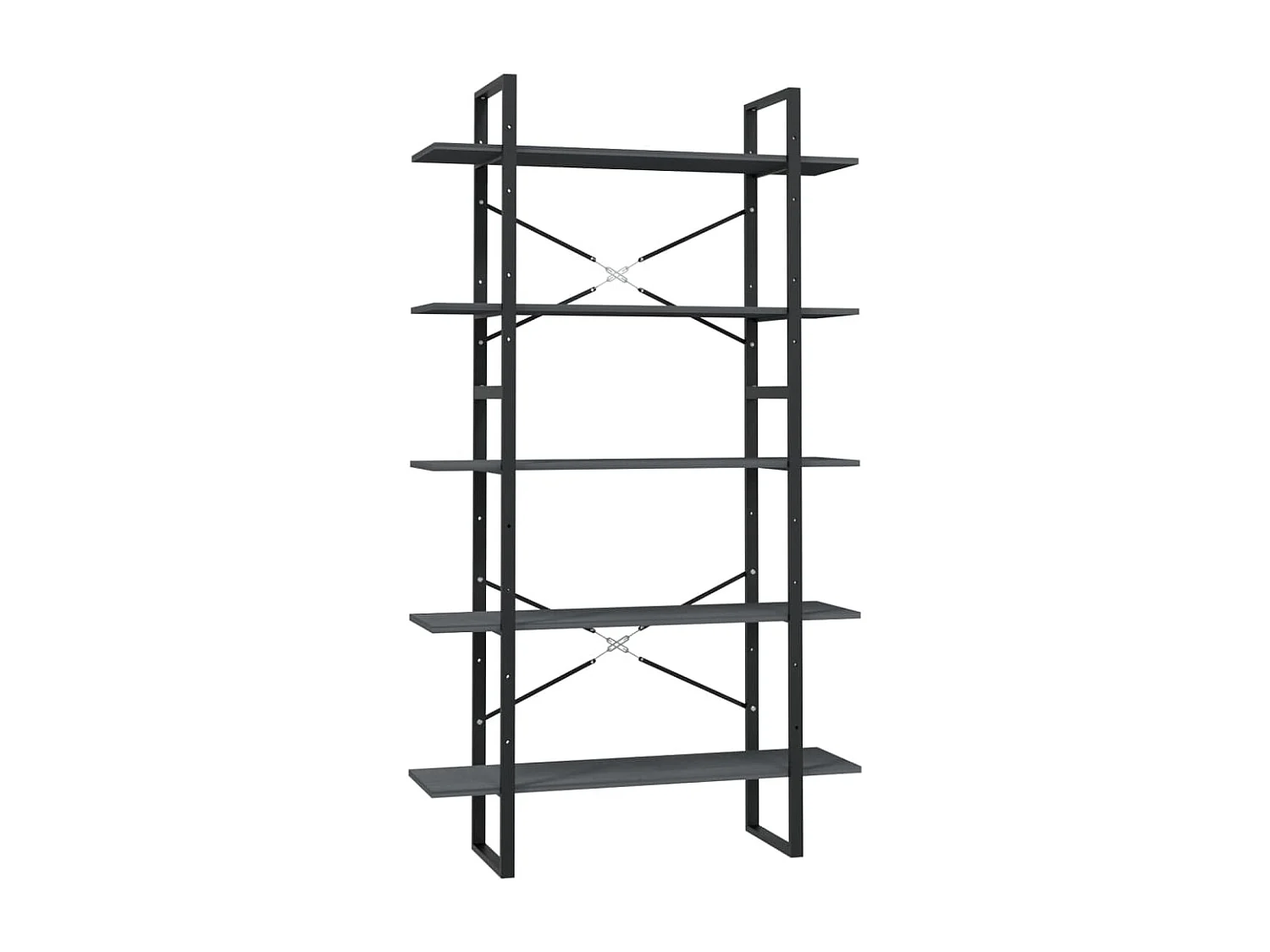 Bibliothèque à 5 niveaux Gris 100x30x175 Bois de pin