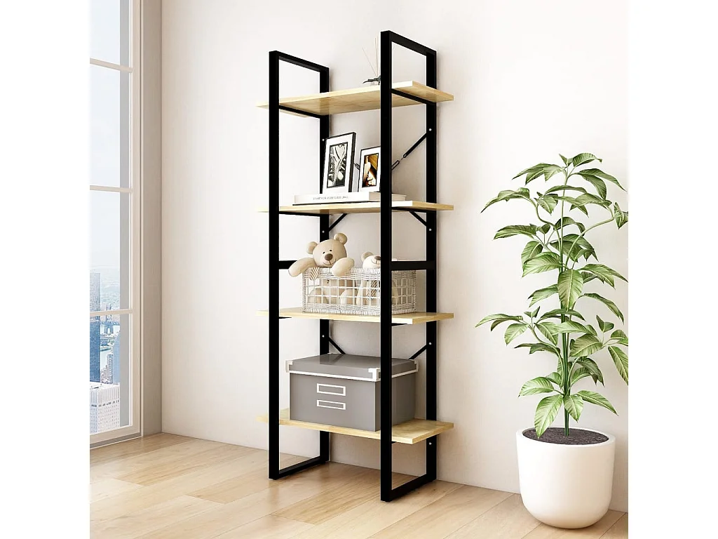 Bibliothèque à 4 niveaux 60x30x140 Bois de pin massif