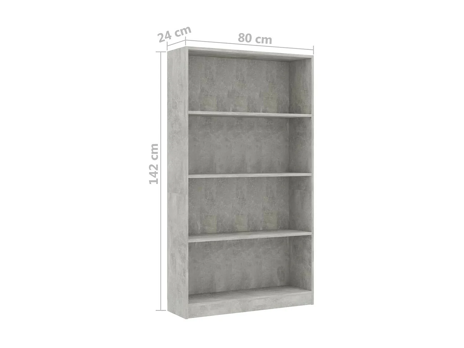 Bibliothèque à 4 niveaux Gris béton 80x24x142