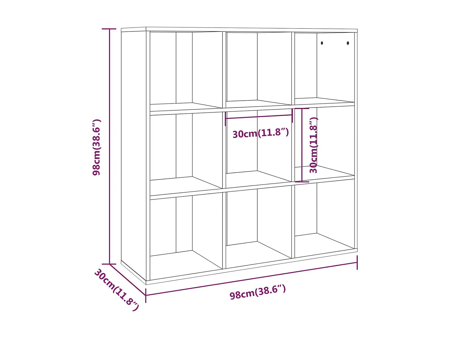 Armoire à livres Chêne marron 98x30x98 2