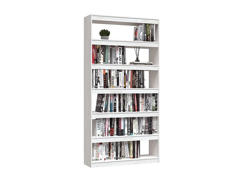 Bibliothèque-Séparateur de pièce Blanc 100x30x200 Pin massif
