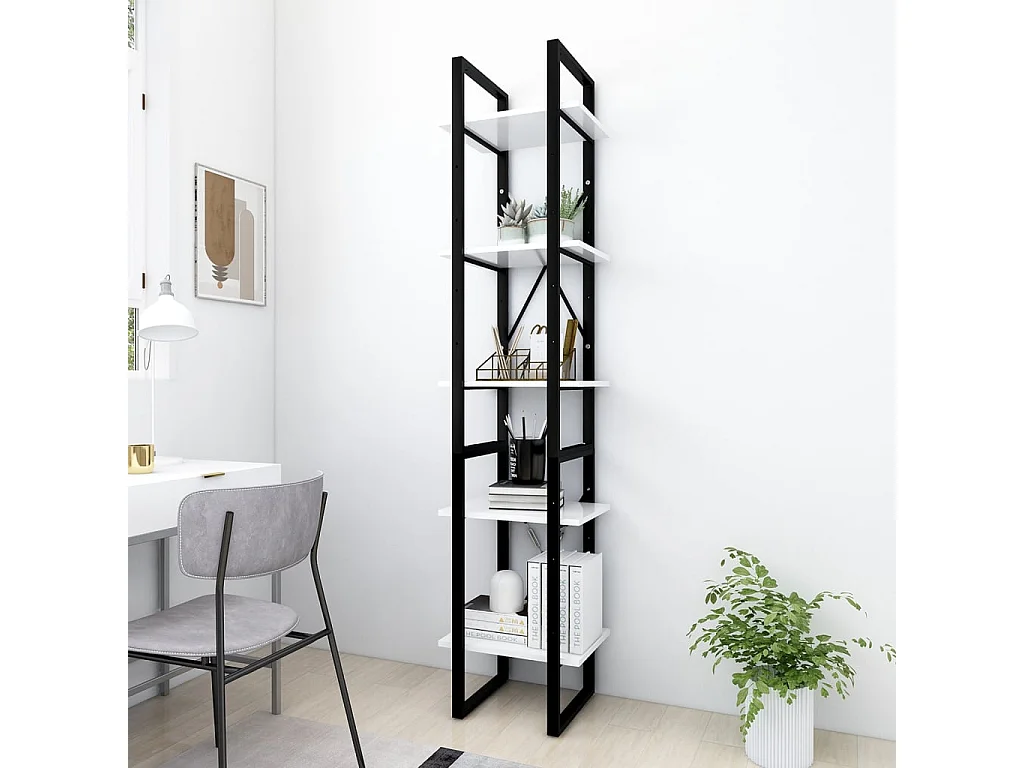Bibliothèque à 5 niveaux Blanc 40x30x175