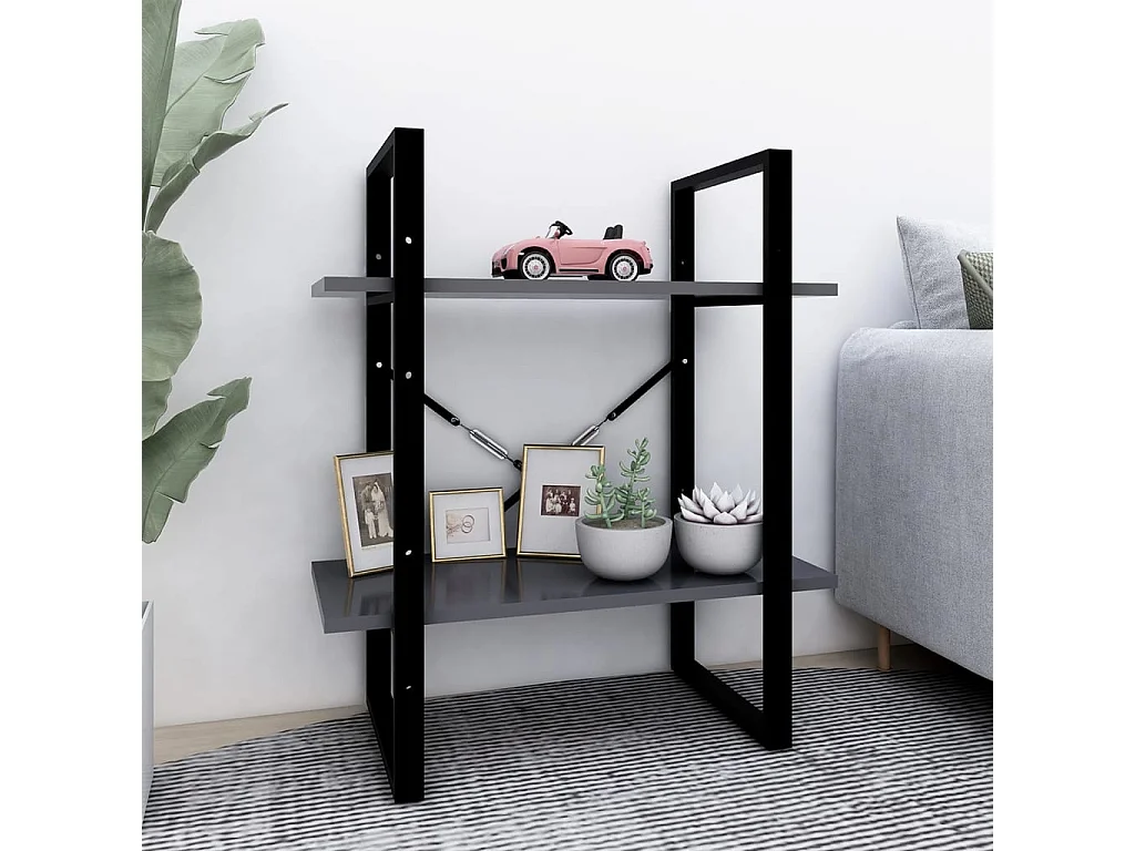 Bibliothèque à 2 niveaux Gris 60x30x70