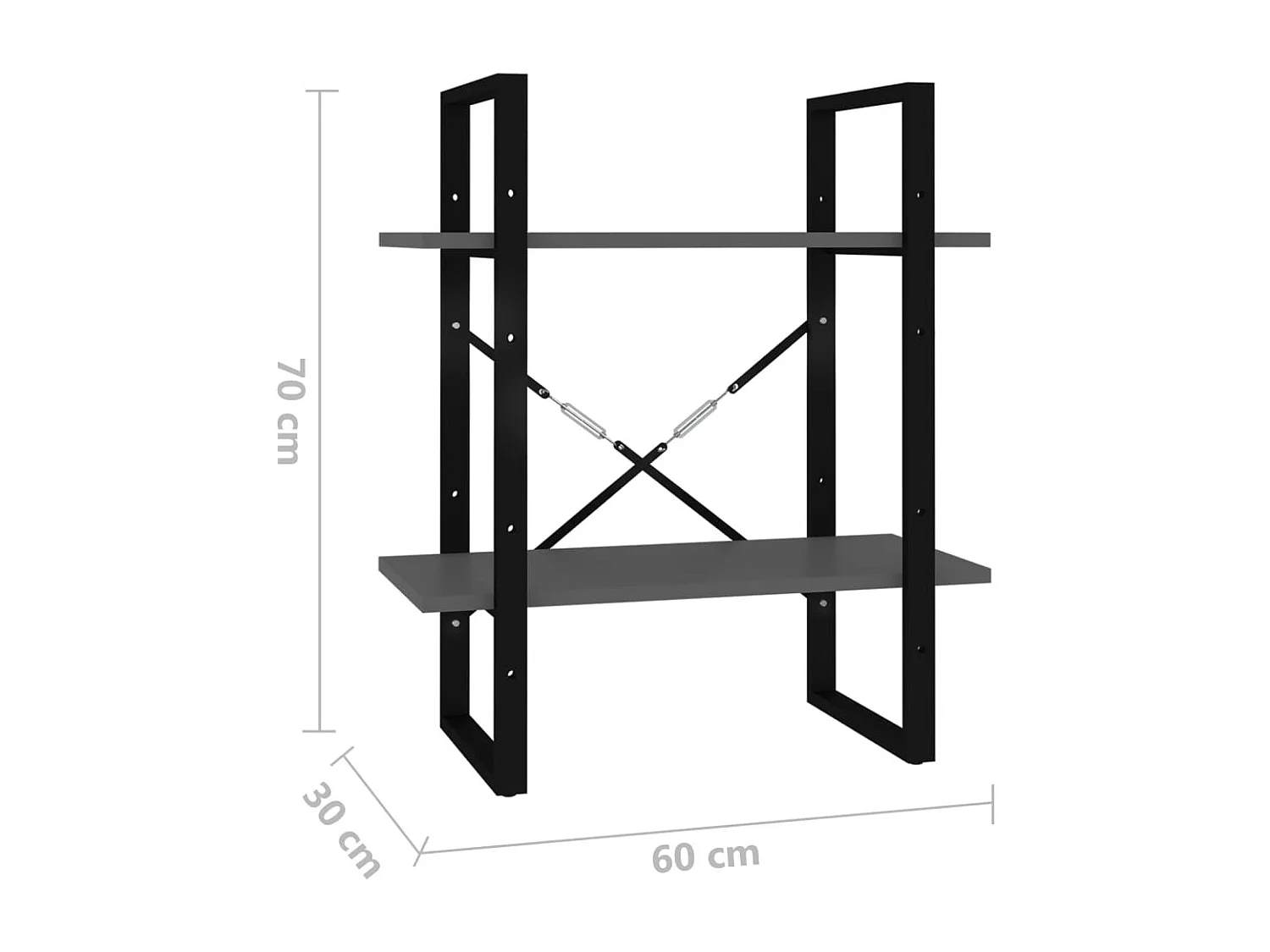 Bibliothèque à 2 niveaux Gris 60x30x70