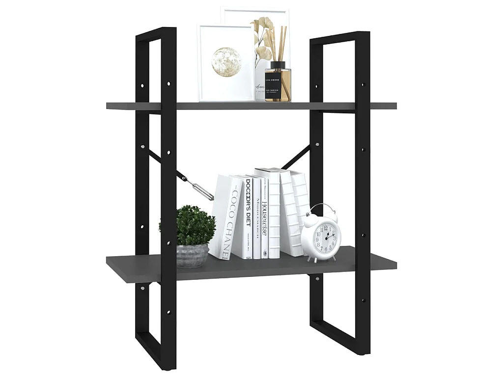 Bibliothèque à 2 niveaux Gris 60x30x70