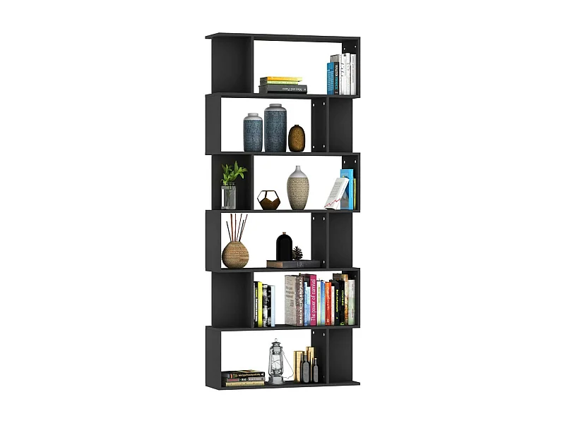 Bibliothèque-Séparateur de pièce Noir 80x24x192