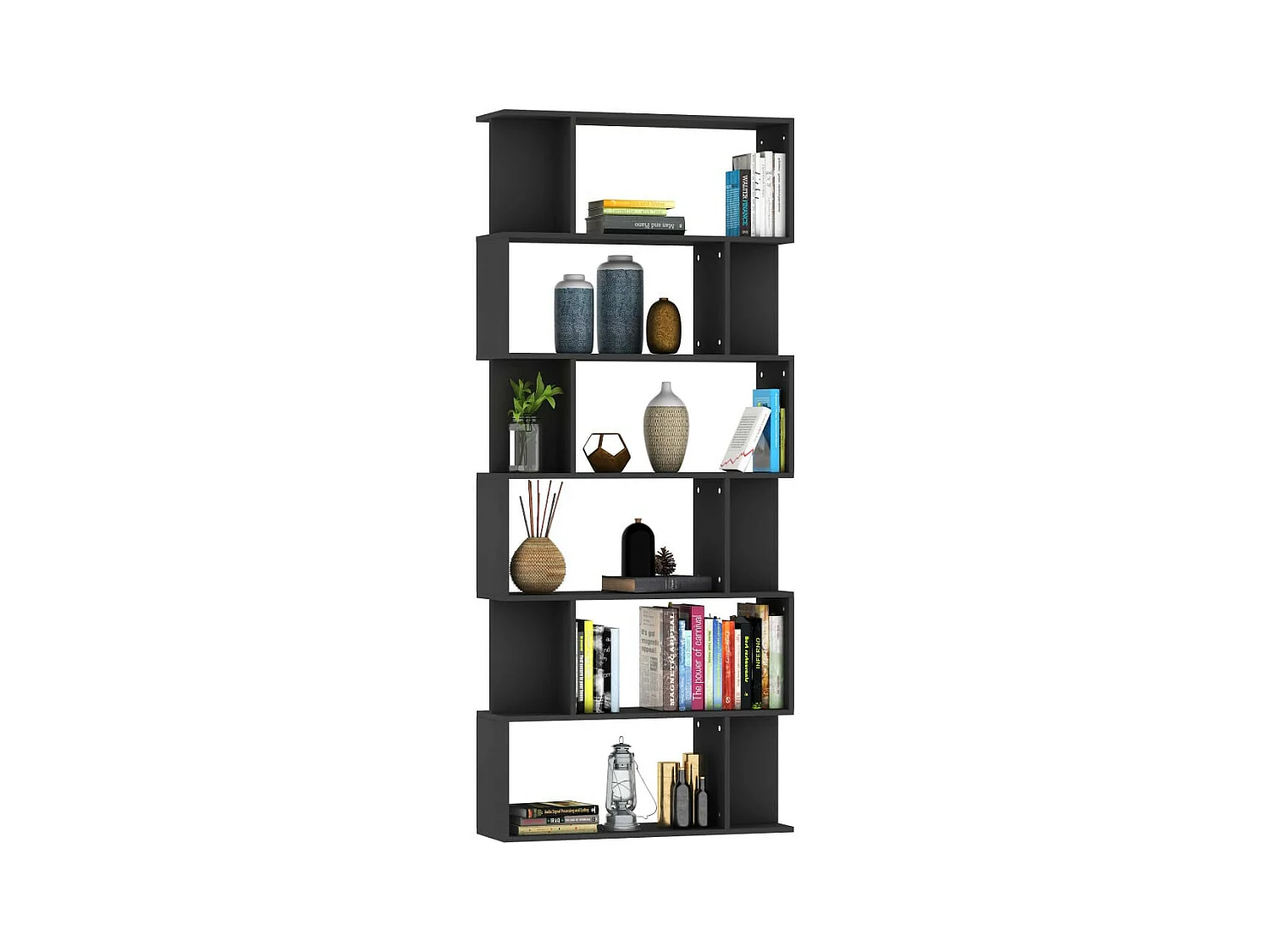 Bibliothèque-Séparateur de pièce Noir 80x24x192