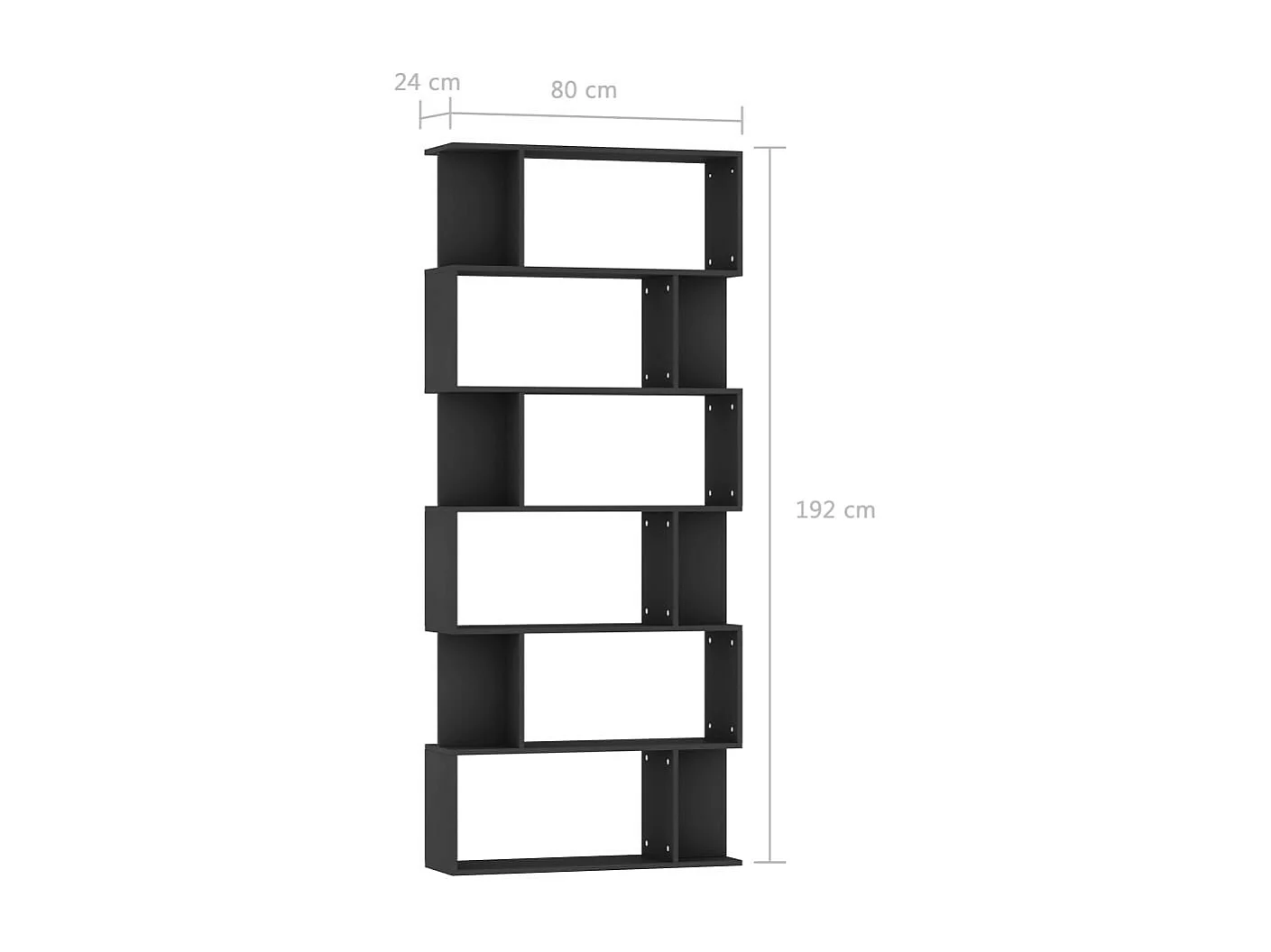 Bibliothèque-Séparateur de pièce Noir 80x24x192