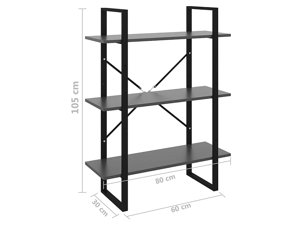Bibliothèque Gris 80x30x105