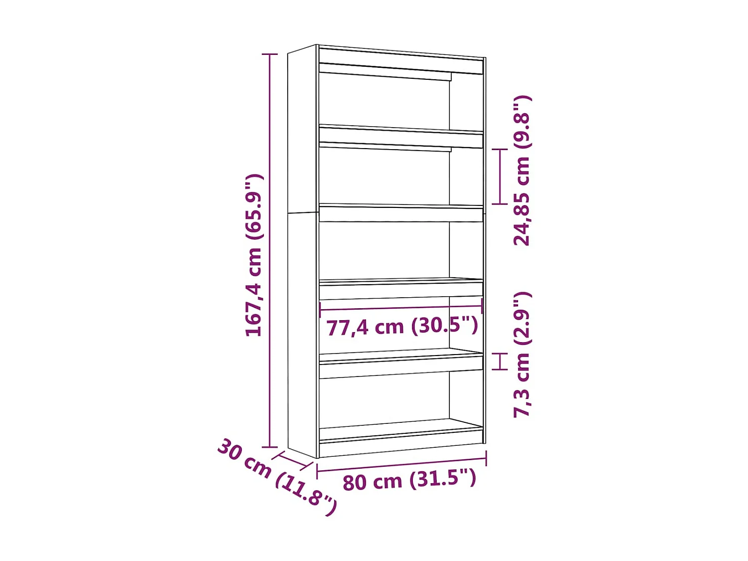 Bibliothèque-Séparateur de pièce 80x30x167,4 Bois de pin