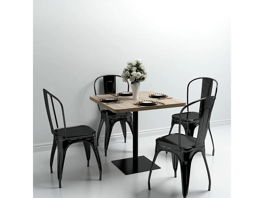 Table de bistro MDF et acier Carré 80x80x75 Couleur de chêne