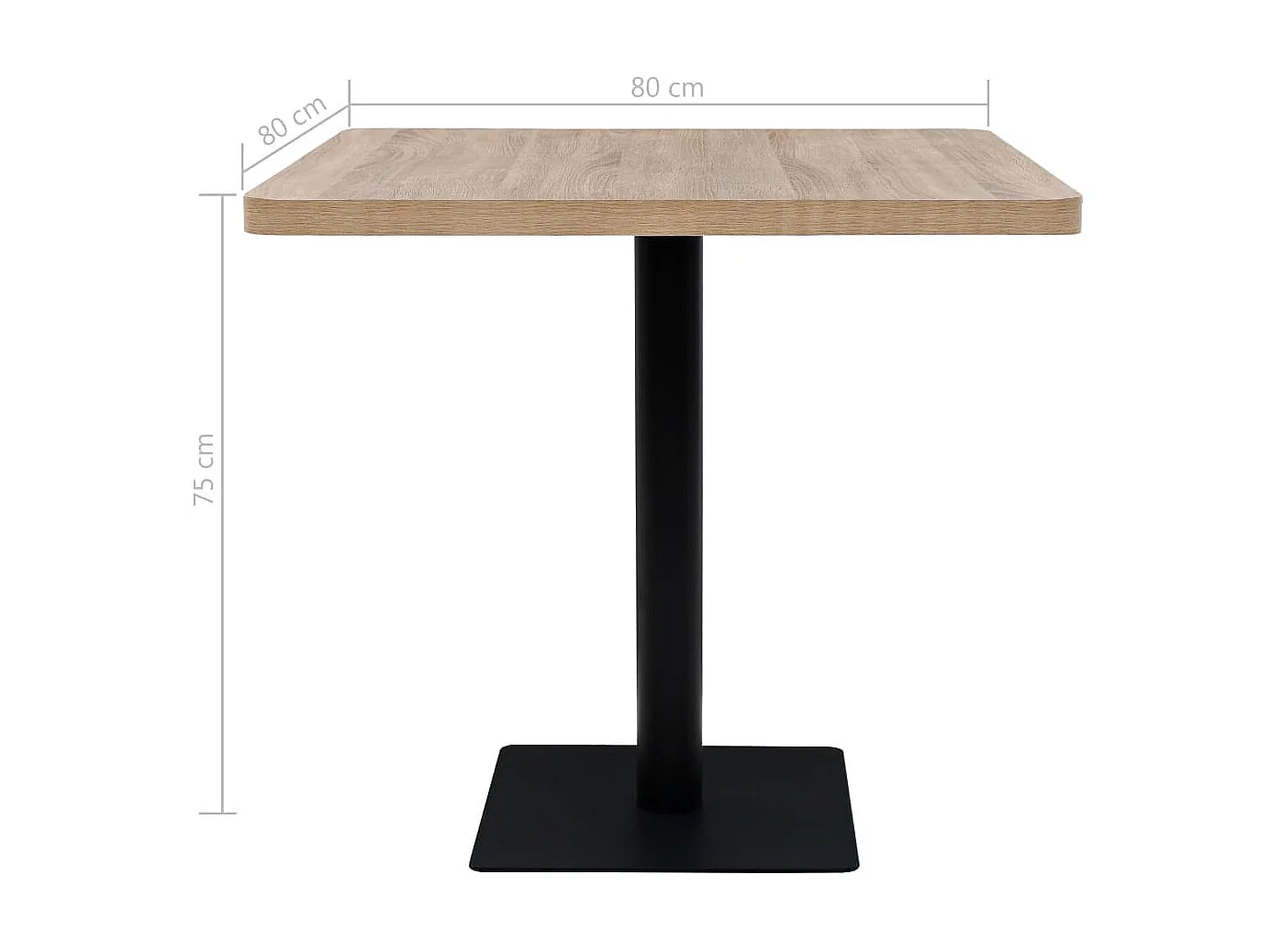 Table de bistro MDF et acier Carré 80x80x75 Couleur de chêne