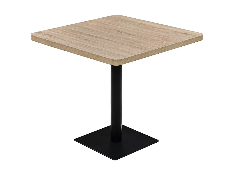 Table de bistro MDF et acier Carré 80x80x75 Couleur de chêne