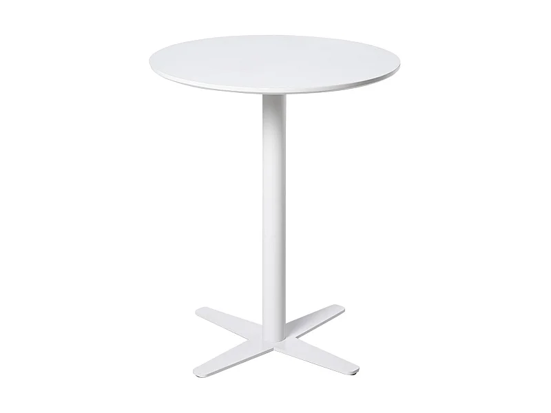 Table de bar ronde bois blanc et pieds acier blanc Cooky 60cm