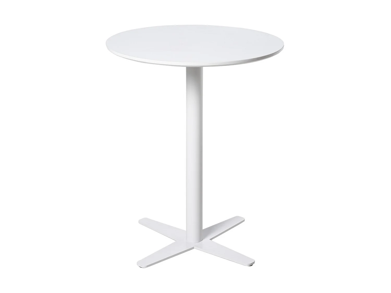 Table de bar ronde bois blanc et pieds acier blanc Cooky 60cm
