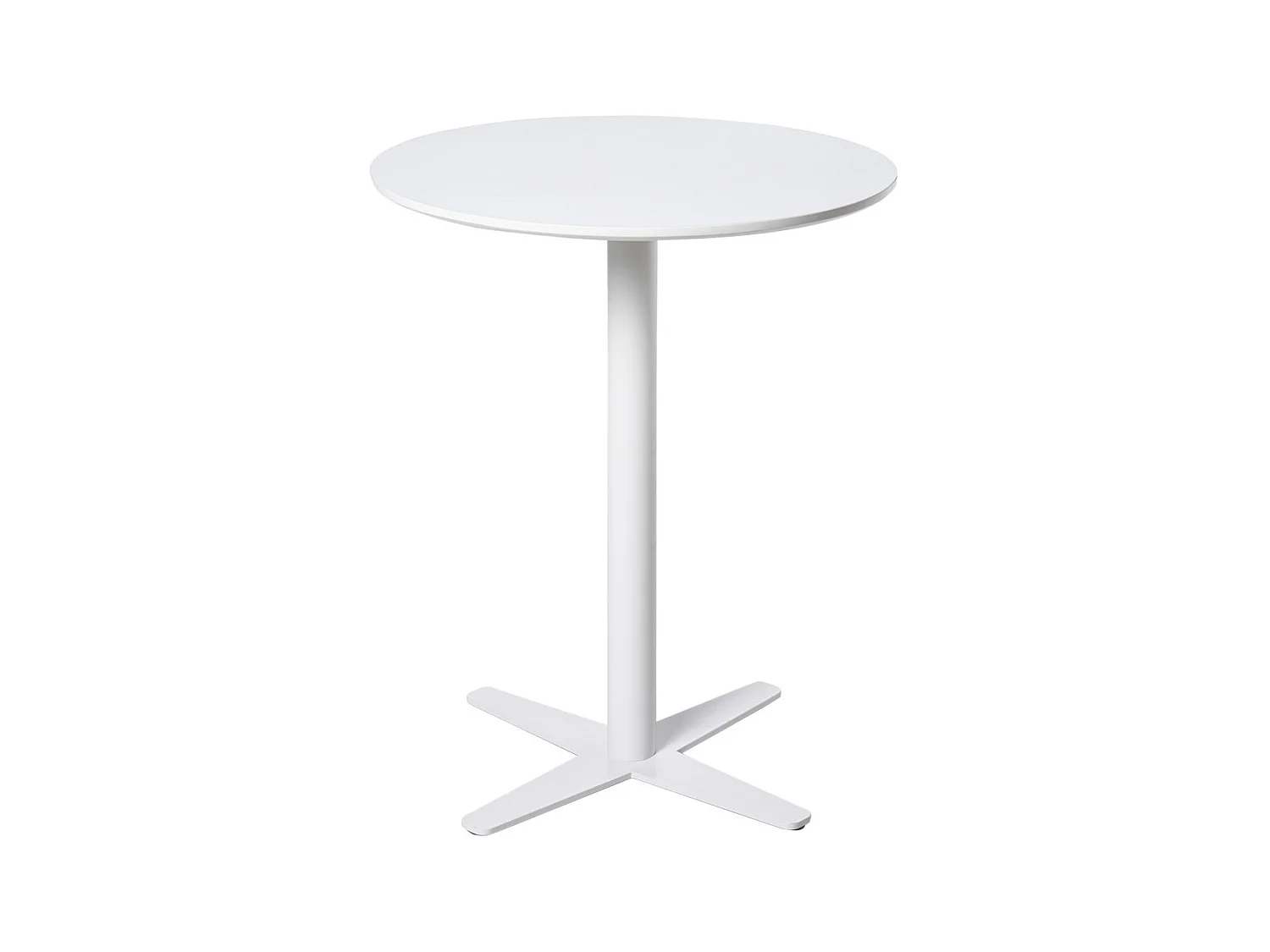 Table de bar ronde bois blanc et pieds acier blanc Cooky 60cm