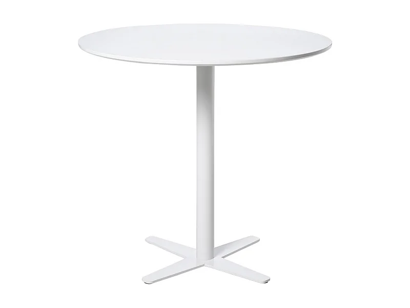 Table de bar ronde bois blanc et pieds acier blanc Cooky 80cm