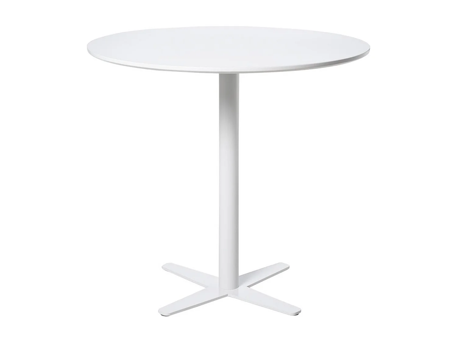 Table de bar ronde bois blanc et pieds acier blanc Cooky 80cm