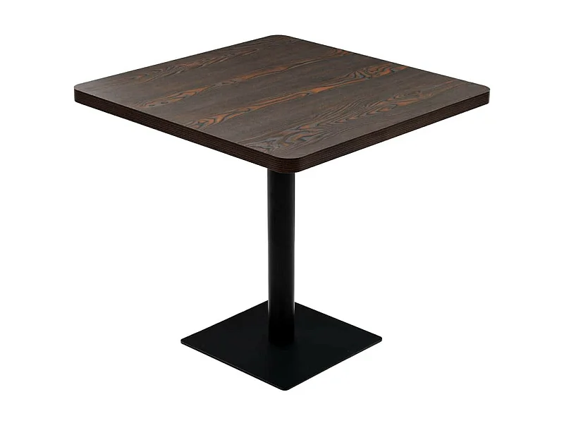 Table de bistro MDF et acier Carré 80 x 80x75 Frêne foncé