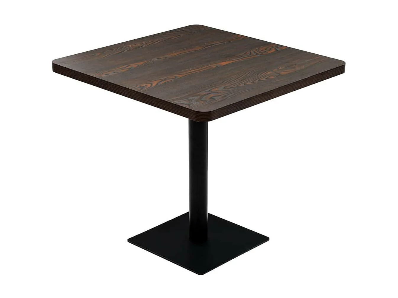 Table de bistro MDF et acier Carré 80 x 80x75 Frêne foncé