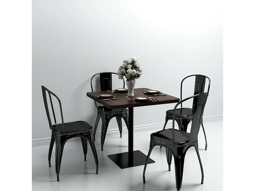 Table de bistro MDF et acier Carré 80 x 80x75 Frêne foncé