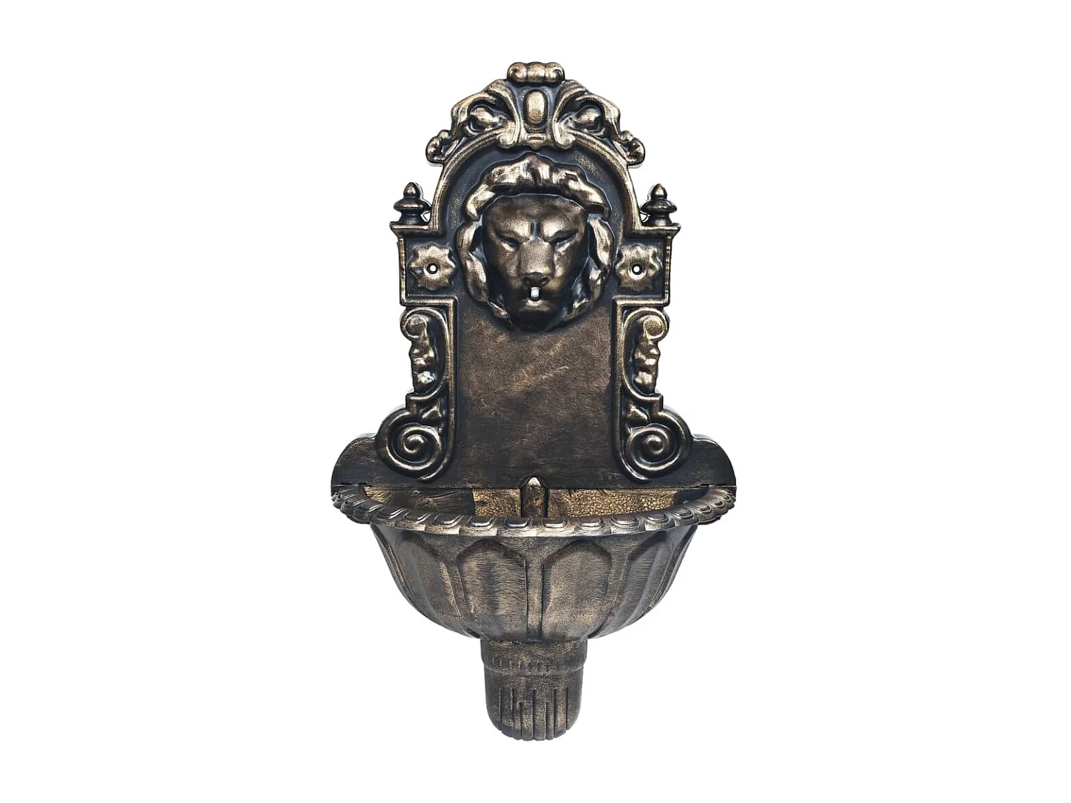 Fuente mural con diseño de cabeza de león color bronce Marrón