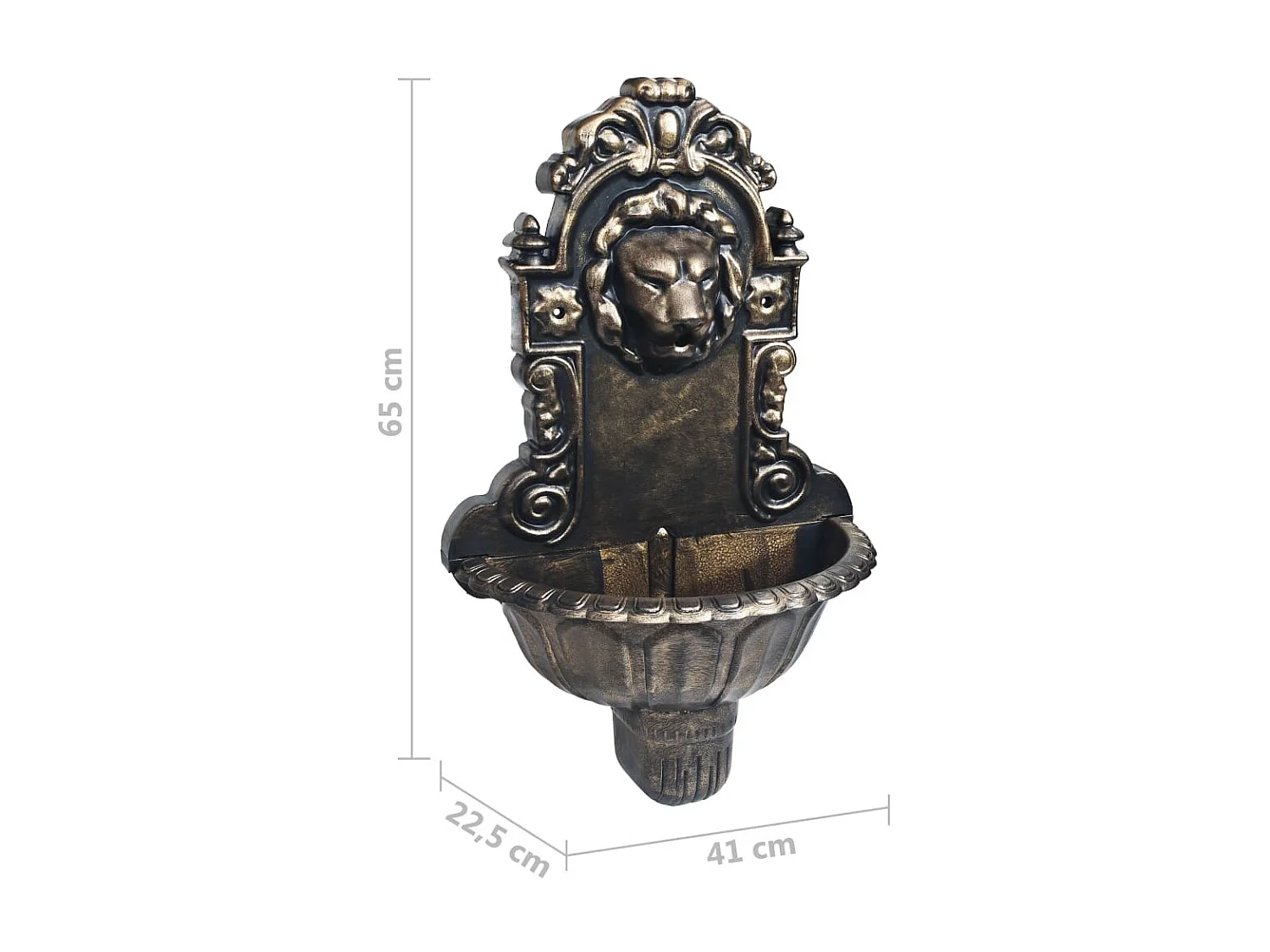 Fuente mural con diseño de cabeza de león color bronce Marrón