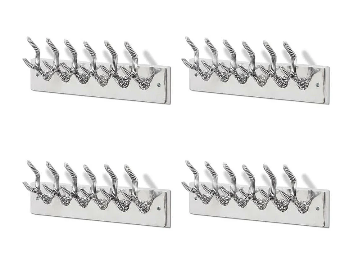 Crochets à vêtements de garde-robe 4 pcs Argenté Aluminium