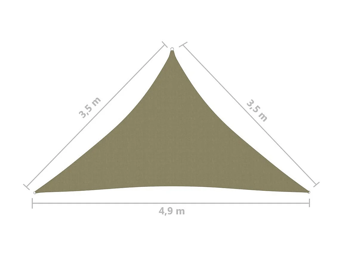 Voile de parasol Tissu Oxford triangulaire 3,5x3,5x4,9 m Beige
